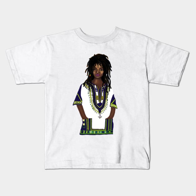 Black Girl Magic Melanin Dashiki Pattern Kids T-Shirt by Merchweaver